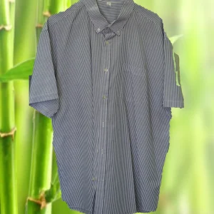 CAMISA MANGA CORTA CABALLERO BLANCA CON RAYAS AZULES