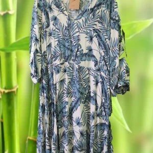VESTIDO SEÑORA MANGA LARGA  BLANCO CON ESTAMPADO FLORAL