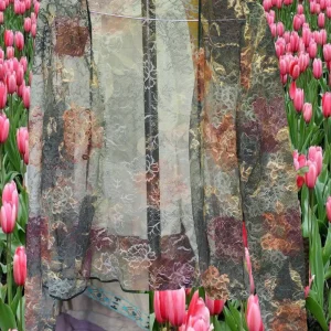 CHAQUETA SEÑORA MANGA LARGA VERDE CON ENCAJE Y ESTAMPADO