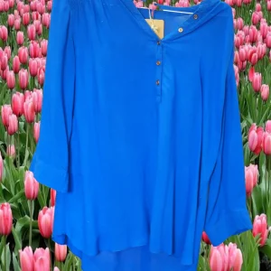 BLUSA MANGA LARGA AZUL MARINO SEDA