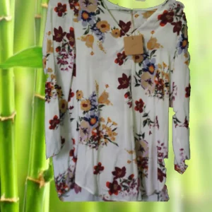 CAMISA SEÑORA MANGA LARGA BLANCA CON ESTAMPADO FLORAL