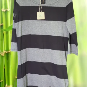 VESTIDO  MANGA LARGA RAYAS NEGRO Y GRIS