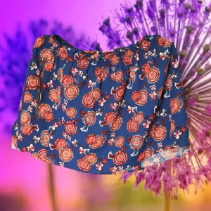 FALDA CORTA AZUL ESTAMPADA