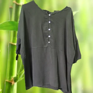 CAMISETA MANGA FRANCESA SEÑORA NEGRA