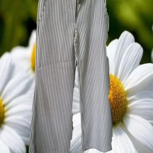 PANTALÓN MUJER DE VESTIR BLANCO CON RAYAS GRISES