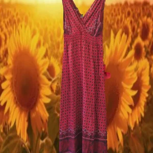 VESTIDO TIRANTES GRANATE CON ESTAMPADO