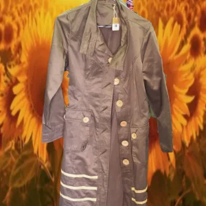GABARDINA MUJER MARRON CHOCOLATE CON DETALLES BORDADOS Y CINTURÓN