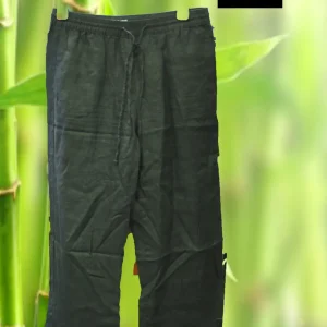 PANTALÓN LINO NEGRO ANCHO LARGO DKNY ( TARA DESGASTADA EN LAS INGLÉS )