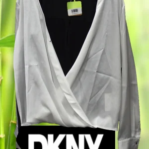 CAMISA MANGA LARGA BLANCA Y NEGRA DKNY