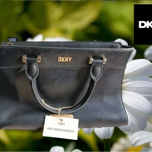 BOLSO MEDIANO  NEGRO PIEL ( TARA ASA LARGA DAÑADA ) DKNY
