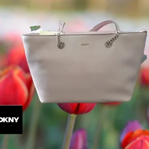 BOLSO ROSA GRANDE CON ASA DE CADENA ( TARA ASA DESGASTADA ) DKNY