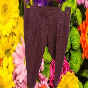 PANTALON MUJER VESTIR FUCSIA CON FLORES