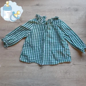 CAMISA CUADROS BLANCO Y VERDE BEBE