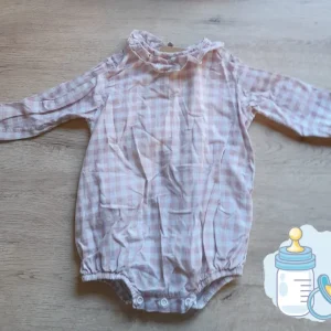 RANA CUADROS BLANCOS ROSA BEBE