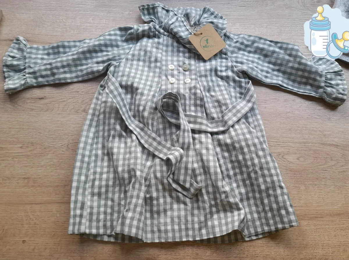 VESTIDO VERDE CON CUADROS BEBE - Imagen 2