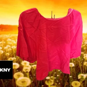 CAMISA ROJA MUJER  CORTA CON MANGAS ABULLONADAS DKNY
