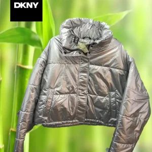 ABRIGO MUJER CORTO PLATEADO DKNY ( TARA ROTURA INTERIOR )