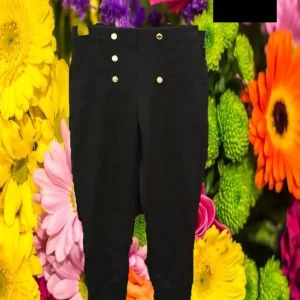 PANTALÓN NEGRO MUJER CON BOTONES DORADOS DKNY ( TARA FALTA UN BOTÓN )