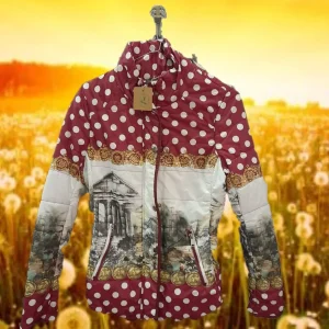 PLUMAS FINO MUJER ROJO CON LUNARES Y ESTAMPADO