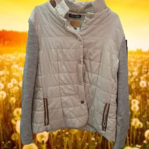 ABRIGO FINO MUJER BEIGE Y CON LAS MANGAS GRISES IMPERMEABLE