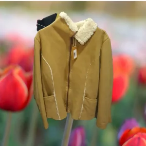 ABRIGO DE ANTE BEIGE CON PELO POR DENTRO