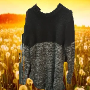 VESTIDO DE PUNTO NEGRO CON TONOS GRISES
