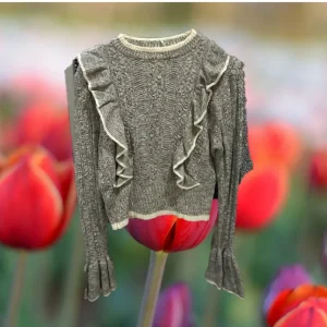 JERSEY MUJER GRIS CON DETALLES DE VOLANTES