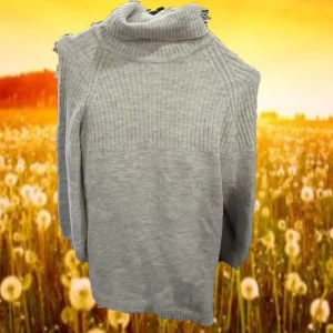 JERSEY MUJER LARGO GRIS DE CUELLO VUELTO