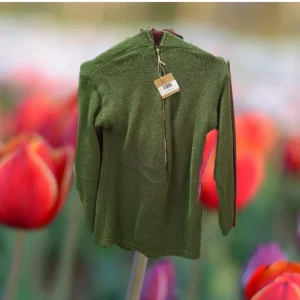 CHAQUETA MUJER DE PUNTO VERDE CON CREMALLERA