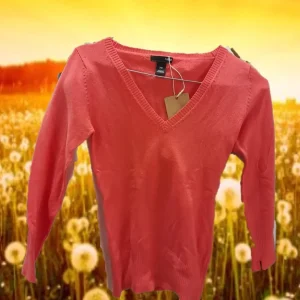 JERSEY MUJER SALMÓN CON CUELLO DE PICO