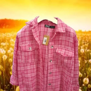 SOBRECAMISA MUJER ROSA CON CUADROS