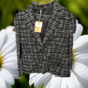 CHAQUETA MUJER NEGRA JASPEADA