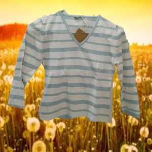 JERSEY MUJER PUNTO BLANCO CON RAYAS AZULES
