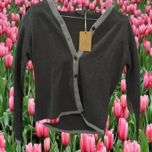 CHAQUETA MUJER GRIS DE PUNTO