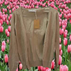 CHAQUETA MUJER BEIGE DE PUNTO