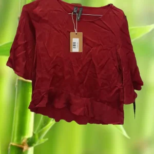 CAMISETA MUJER ROJA CON MANGA FRANCESA DE SATEN