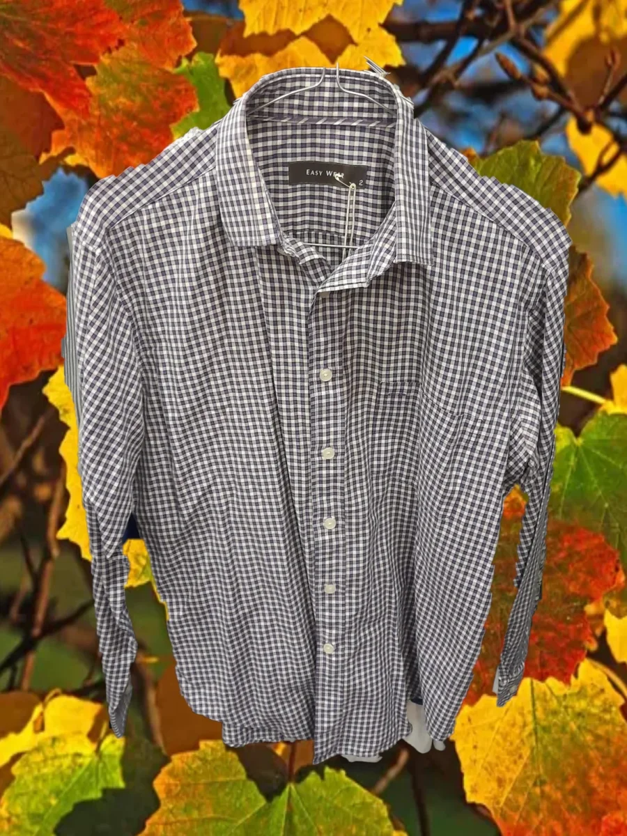 CAMISA HOMBRE MANGA LARGA CON CUADROS MORADOS
