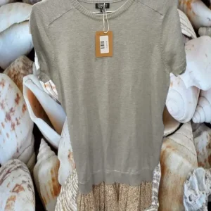 VESTIDO PARTE DE ARRIBA JERSEY MANGA CORTA GRIS Y FALDA CON ESTAMPADO FLORAL