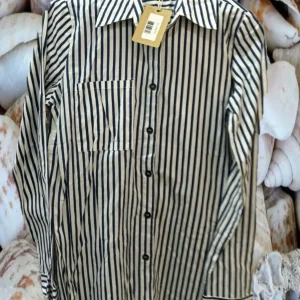 CAMISA MUJER BLANCA CON RAYAS AZULES MANGA LARGA
