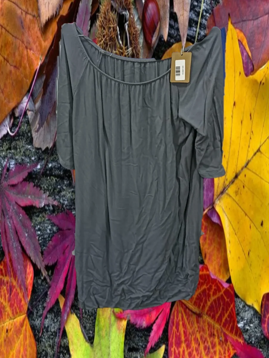 VESTIDO MIDI GRIS CON MANGA FRANCESA - Imagen 2