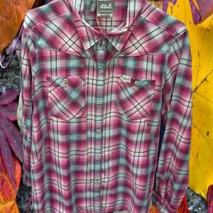 CAMISA MUJER MANGA LARGA ROSA CON CUADROS VARIOS COLORES