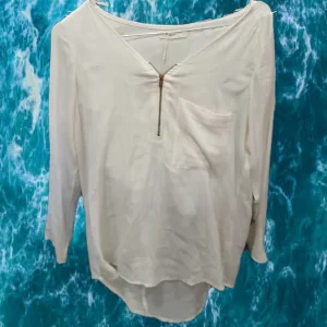 BLUSA MANGA LARGA BLANCA CON CREMALLERA EN ESCOTE