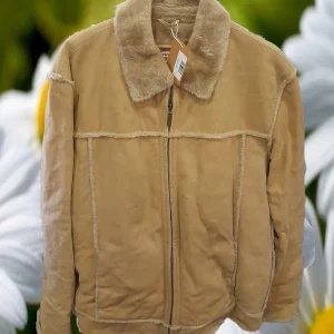 ABRIGO ANTE BEIGE CON PELO INTERIOR Y EN CUELLO