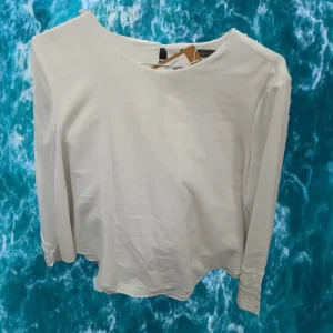 BLUSA MANGA LARGA BLANCA CON ENCAJE EN PUÑOS