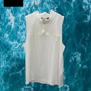 CAMISETA BLANCA SIN MANGAS Y FRUNCIDO EN PECHO DKNY