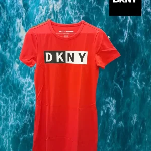 VESTIDO ROJO DEPORTIVO CON LOGO DKNY MANGA CORTA