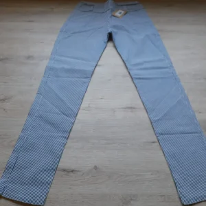 PANTALÓN BLANCO CON RAYAS AZULES ELÁSTICO