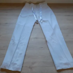 PANTALÓN BLANCO MUJER DE VESTIR CON FORRO Y LAZO PARA CINTURA
