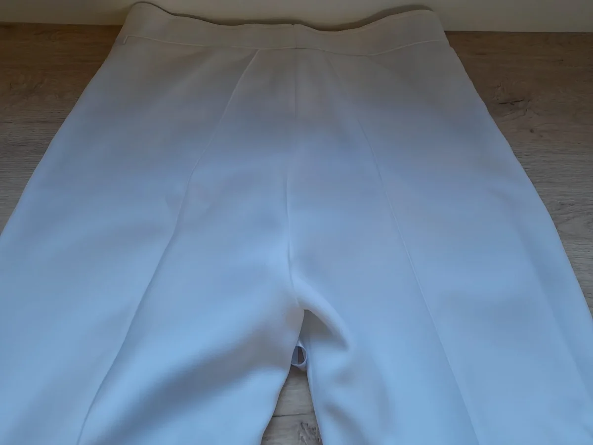 PANTALÓN BLANCO MUJER DE VESTIR CON FORRO Y LAZO PARA CINTURA - Imagen 6