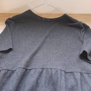 VESTIDO LARGO M/C GRIS JASPEADO